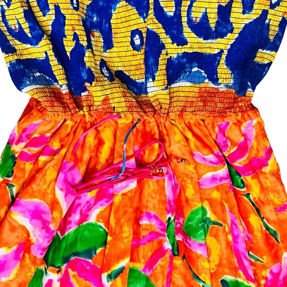 Ralph Lauren RARE Maxi Dress Tropical Rushed Adjustable/Waist Tired/Layers Sz 1X - Picture 5 of 15